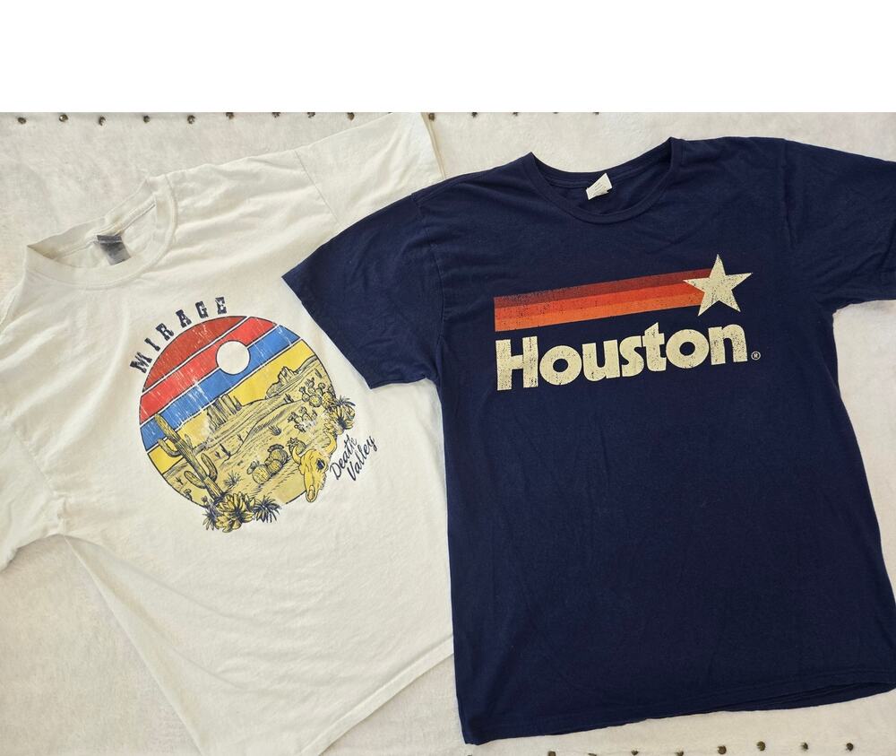 Men's Large Graphic T Shirt Bundle Houston Texas Desert Mirage 2 Tees